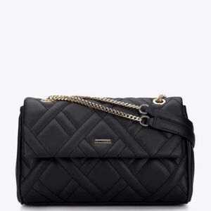 Women's quilted flap bag - black